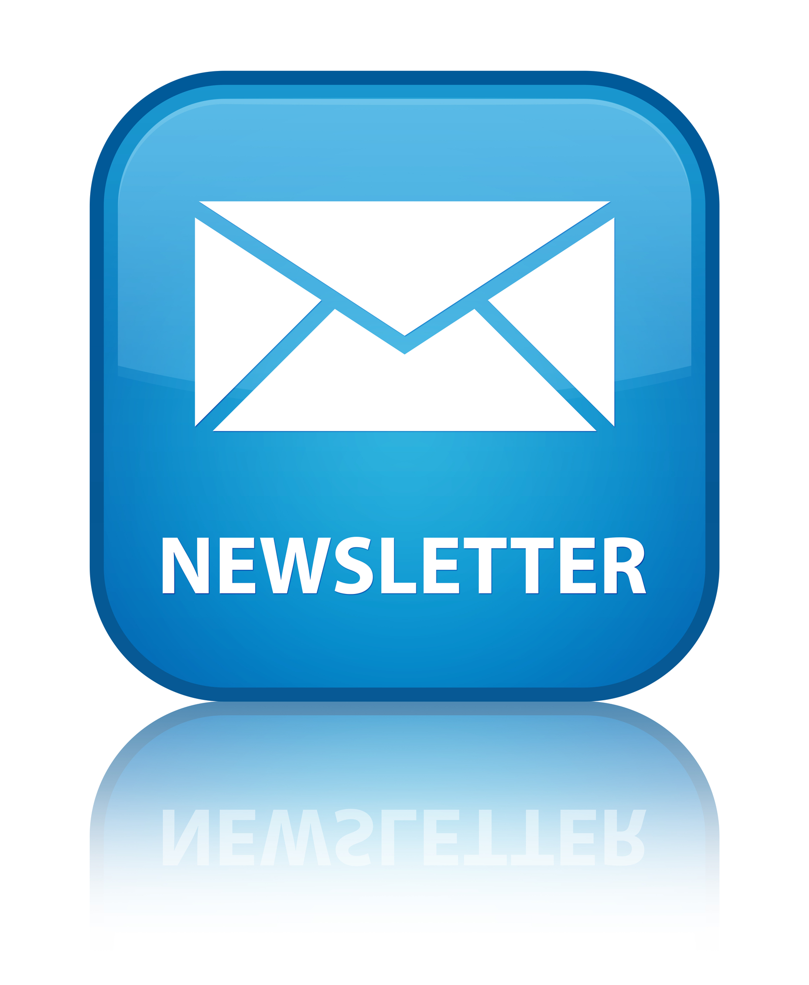 Newsletter isolated on special cyan blue square button reflected abstract illustration